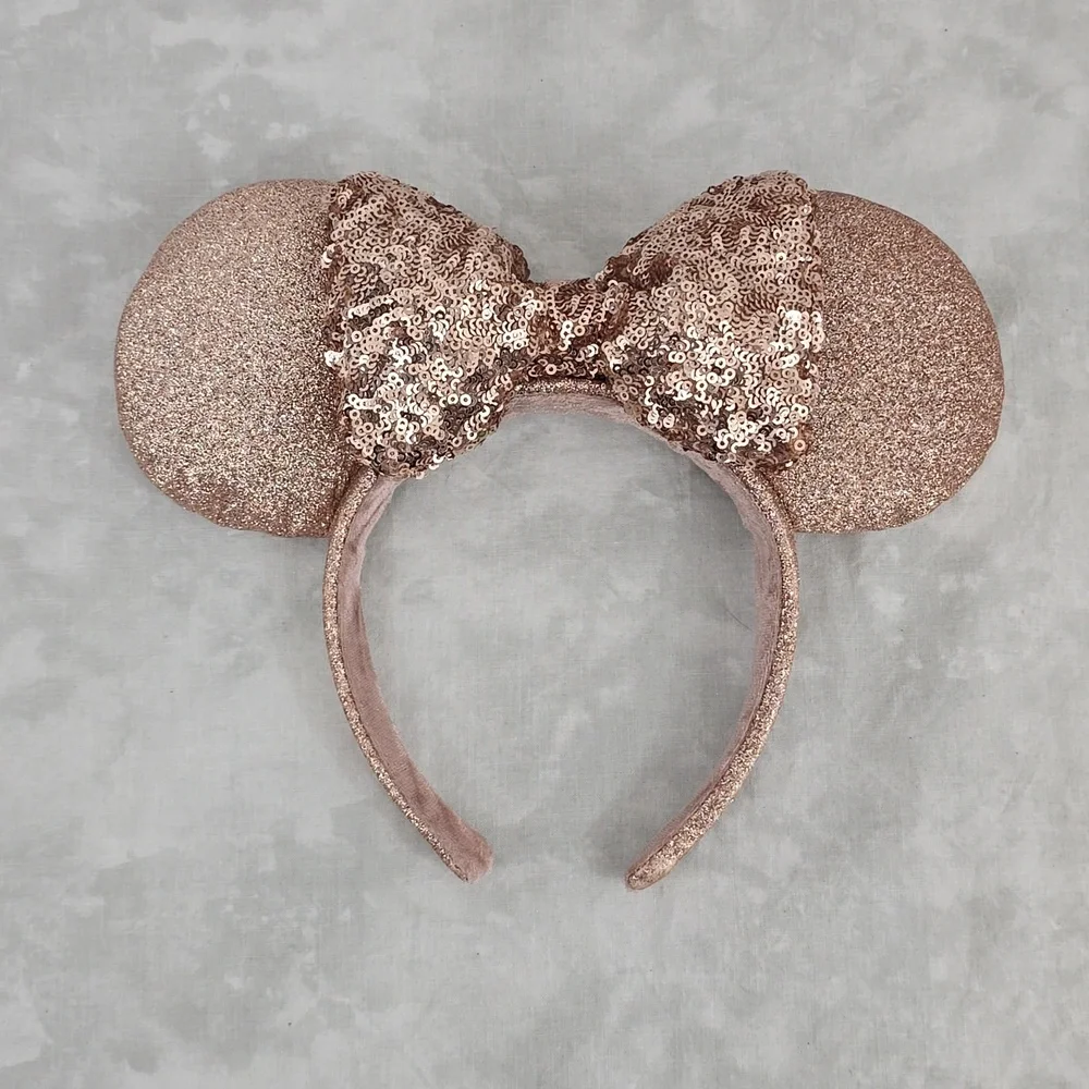 Disney Minnie Mouse Rose Gold Glitter and Sequin Headband - Picture 1 of 6